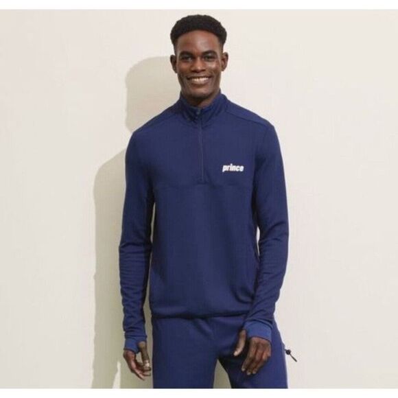 NWT Prince Pickleball Men's Ponte 1/4 Zip Pullover Sweater Top Blue L large - Picture 1 of 3